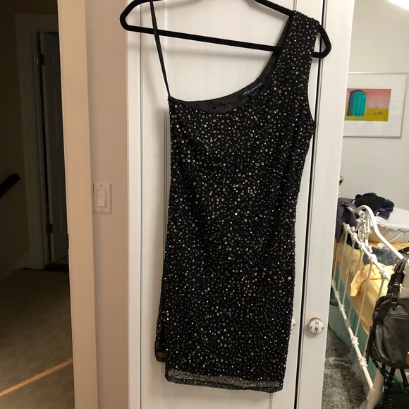 French Connection jeweled one shoulder party dress - Picture 3 of 7
